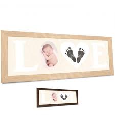 New Baby Hand And Footprint Kit Inkless Prints Set With Wooden Love Frame For Photo And Prints Opt