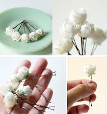 White Rose Bobby Pins Flower Hair Clips Bridal Accessory Bobbies Pemberley Set Of Five Diy Hair Accessories Bridal Hair Accessories Floral Hair Pins