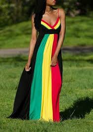 Yellow Striped Jamaican Print Draped Spaghetti Strap High Waisted Deep V Neck Flowy Maxi Dress Color Block Maxi Dress Maxi Dress Maxi Dresses Casual