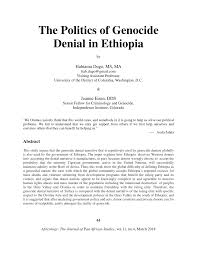Pdf The Politics Of Genocide Denial In Ethiopia