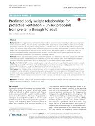 Pdf Predicted Body Weight Relationships For Protective