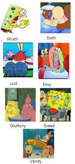The seven main characters on spongebob squarepants were supposedly based on the seven deadly sins: 7 Deadly Sins Of Spongebob Bikinibottomtwitter