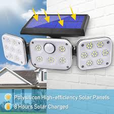 Baseus led solar lamp waterproof outdoorsolar garden lights pir motionsensor triangle shape wall lamp solarlight for garden lawn lamp. Lachesis Solar Lights Outdoor 3 Heads Motion Sensor Security Lights Solar Powered Ip65 Waterproof 114 Led Flood Lights Motion Detecte