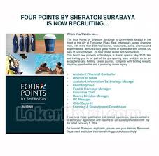 Temukan info lowongan pekerjaan menarik dan terbaru november 2020 di jember hanya di jobs.id. Job Vacancy Four Points By Sheraton Surabaya Loker Lowongan Kerja Hotel