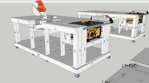 Large Preview Of 3d Model Of Mobile Workbench With Built In Table And Mitre Saws Mobile Workbench Garage Work Bench Woodworking Workbench