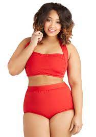 Seaside Serenity Classic Swimsuit Top In Red Plus Size Modcloth Plus Size Plus Size Swimwear Women S Plus Size Swimwear