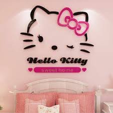 Hello kitty room designs with a twist of elegance. Creative Hello Kitty 3d Acrylic Wall Sticker Ac412