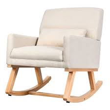 Topbuy Modern Rocking Chair Upholstered Cushioned Armchair Beige Walmart Com In 2021 Rocking Chair Modern Rocking Chair Ikea Rocking Chair Nursery