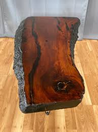 At 50 in length, you'll find this pristine 1000 year old, old growth redwood slab coffee table is perfect for any family room, dining room, or living room. Large Live Edge Redwood Slab Coffee Table On Hairpin Legs 1970s For Sale At 1stdibs