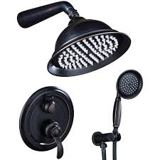 2 handle shower faucet bronze. Ello Allo 2 Handle 2 Spray Of Rain 8 In Round Shower Head Shower Faucet With Handheld Shower In Bronze Valve Included As Lb3508 The Home Depot