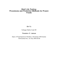 Pdf Shelf Life Testing Procedures And Prediction Methods