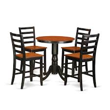 Giantex 3 piece dining table set, counter height pub table & chairs set, 3 tier storage shelves, kitchen table set, industrial bar table with 2 pub stools upholstered, 47 x 23.5 x 36 inch. Edfa5 Blk W 5 Pc Counter Height Dining Set Pub Table And 4 Dinette Chairs East West Furniture