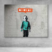 Banksy No Followers Crying Social Media Canvas Graffiti Wall Art Graffiti Wall Art Stencil Street Art Banksy