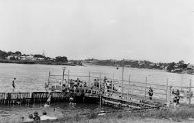 Across the river in woolloongabba is the gabba or brisbane cricket ground, and nearby is the bohemian west end district. Swimmers In An Enclosed Pool In The Brisbane River East Brisbane Queensland Ca 1925 Courtesy State Library Of Queensland Museum Of Brisbane Mob