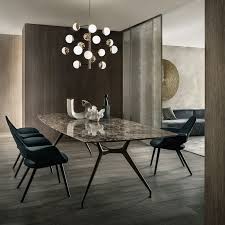 Rimadesio Manta Table With Brown Aluminum Structure And Emperador Marble Top Velaria Sliding Door Dining Table Marble Marble Dining Dining Room Design Modern
