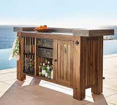 Pottery barn hardy outdoor bar stool, gray. Abbott Concrete Fsc Acacia Ultimate Bar Brown Pottery Barn