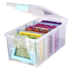 Artbin Art Craft Storage Box Super Semi Satchel Clear With Aqua Handle Arts Crafts Sewing Amazon Af Craft Storage Box Aqua Accents Craft Organization