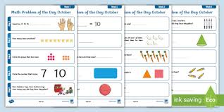 grade 1 maths worksheets pdf problem of the day october