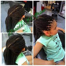 Lovely Kids Box Braids With A Highlight Of Gold Kids Box Braids Kids Braids Hair Styles