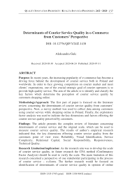 Did you know that there are now over 100 courier services. Pdf Determinants Of Courier Service Quality In E Commerce From Customers Perspective
