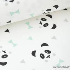 Voir plus d'idées sur le thème panda dessin, panda, dessin. Tissu Coton Imprime Panda Menthe Sur Fond Blanc Pour Enfant X50cm