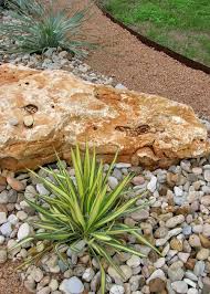 Design My Yard Use Of Diff Sized Rocks Plus Grasses Flax For A Low Water Attractive Garden Landscaping With Rocks Xeriscape Landscaping Rock Garden