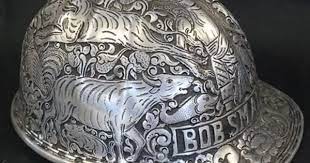 Hand Tooled Vintage Aluminum Hard Hats My Mind Is Blown Hard Hat Art Hats Hand Carved