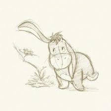 Who is the dismal donkey with the bright pink ribbon on his tail? Eeyore Disney Drawings Eeyore Disney Sketches