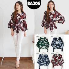 Tersedia 5 pilihan warna (cek gambar). Baju Atasan Blouse Ikat Depan Motif Bunga Pergi Kerja Kantor Casual Fashion Cewek Wanita Murah 206 Shopee Indonesia