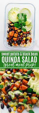 A Quinoa Black Bean Salad With Roasted Sweet Potatoes Black Beans Corn Red Bell Pepper And A Deliciou Sweet Potato Black Beans Roasted Sweet Potatoes Meals