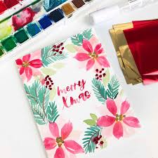 Watercolor Weihnachtsstern Mit Metallic Effekt Mädchenkunst