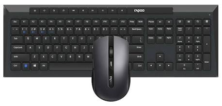 Rapoo 8210M Multi-Mode Wireless Combo in Black, AI generated