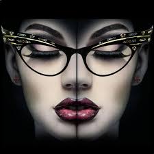 Vintage negro Browline gafas de ojos gafas gafas marco Eyewear