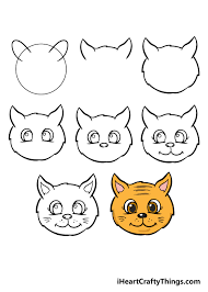 (step 8) draw smaller letter 'c' shapes inside the. Cat Face Drawing How To Draw A Cat Face Step By Step
