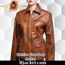 Jennifer Lawrence Hunger Games Leather Jacket Brown Leather Jacket Distressed Leather Jacket Hunger Games Jacket