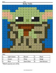 Baby Yoda Subtraction Coloring Page Coloring Squared Pixel Art Pattern Pixel Quilting Star Wars Quilt