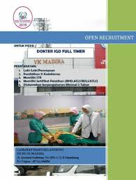 Saat ini membuka kesempatan bergabung untuk posisi Loker Dokter Rsu Yk Madira Palembang Dokter Igd Full Timur