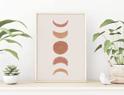 Phases Of The Moon Moon Poster Moon Phase Wall Art Digital Etsy Moon Wall Art Minimal Wall Art Terracotta Wall Art