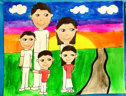 Smart Class 2nd Grade Family Portraits Step By Step Lesson Family Drawings Family Drawing Family Paintings