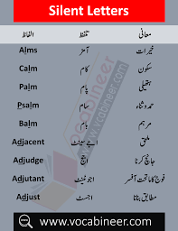 Silent Letters With Urdu Meanings Basic English Grammar In Urdu English Vocabulary Words Learn English Words English Words