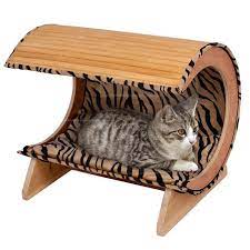 kediler icin 52 x 38 x 43 cm ebatlarinda gercek bambudan yapilmis pelus minderli kedi yatagi bambu kedi mi nder