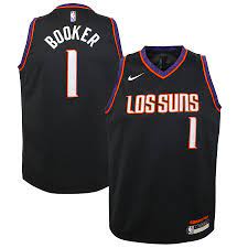 Bleacher creatures phoenix suns booker & gorilla smusher plush duo. Youth Phoenix Suns Devin Booker Nike Black Swingman Jersey Jersey City Edition