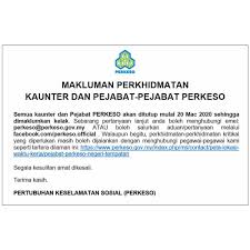 Check 'dikesali' translations into english. Perkeso Socso On Twitter Makluman Perkhidmatan Kaunter Dan Pejabat Pejabat Perkeso Bagi Perkhidmatan Perkhidmatan Kritikal Yang Diperlukan Masih Boleh Dijalankan Dengan Menghubungi Pegawai Pegawai Kami Seperti Tertera Dilaman Ini Https T Co