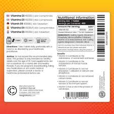 Hhs a to z index: Vitamin D3 4000iu 400 Tablets Health Club120