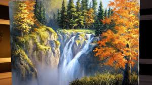 Autumn Mountain Waterfall Landscape Painting Landscape Paintings Canvas Painting Landscape Waterfall Landscape