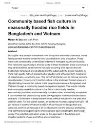 What companies run services between vietnam and malaysia? Community Based Fish Culture In Seasonally Flooded Rice Fields In Bangladesh And Vietnam