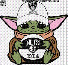 Logos can download in svg & png format. Baby Yoda With Brooklyn Nets Basketball Svg Kustom Kreations