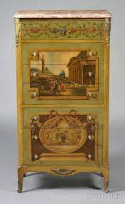 Painted And Ormolu Mounted Semainier With Marble Top Antique Hand Painted Furniture Floral Furniture Hand Painted Furniture