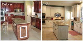 The householder painted the oak cabinets white, painted the wall green to give the space a fresh and modern look. Mostly Diy Kitchen Cabinet Transformation The Process Beautiful Branches