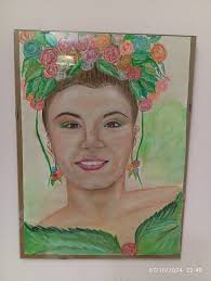 My Frida. ''adoration'' painting I did, my second one to share with you  Frida lovers. What an exceptional experience when I painted it. It felt  like I knew her. I have painted